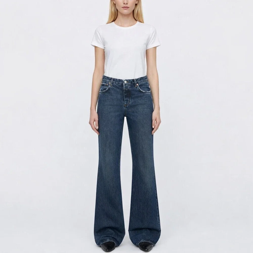 CLOSED Women Gillan Low Waist Wide leg Jeans Blue Denim NWT Size 26/30